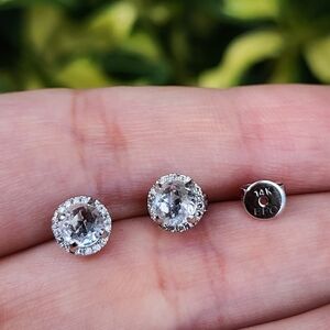 EFC 14k Diamond And Rose Cut Quartz Studs.